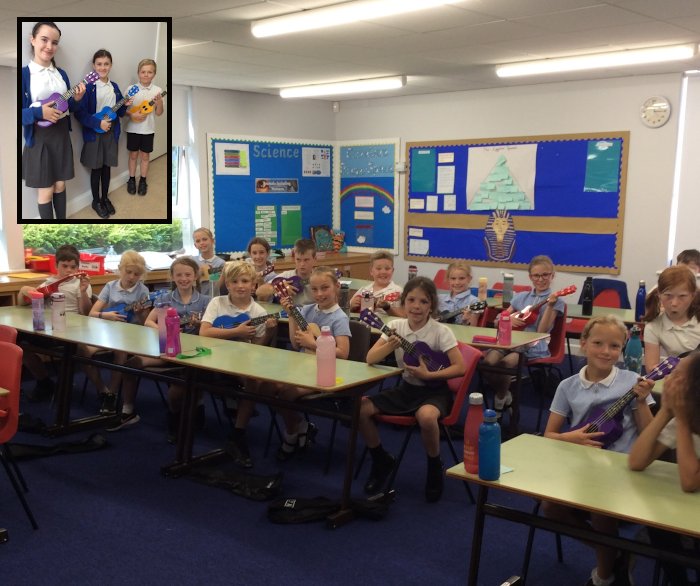 Ukuleles for whole class music lessons.